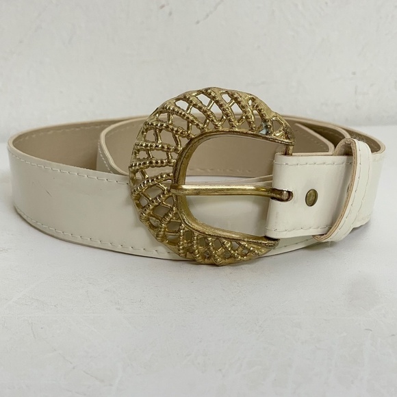 Vintage Minimalist Retro 60s 70s 80s engraved gold belt buckle XS/S - Picture 2 of 14